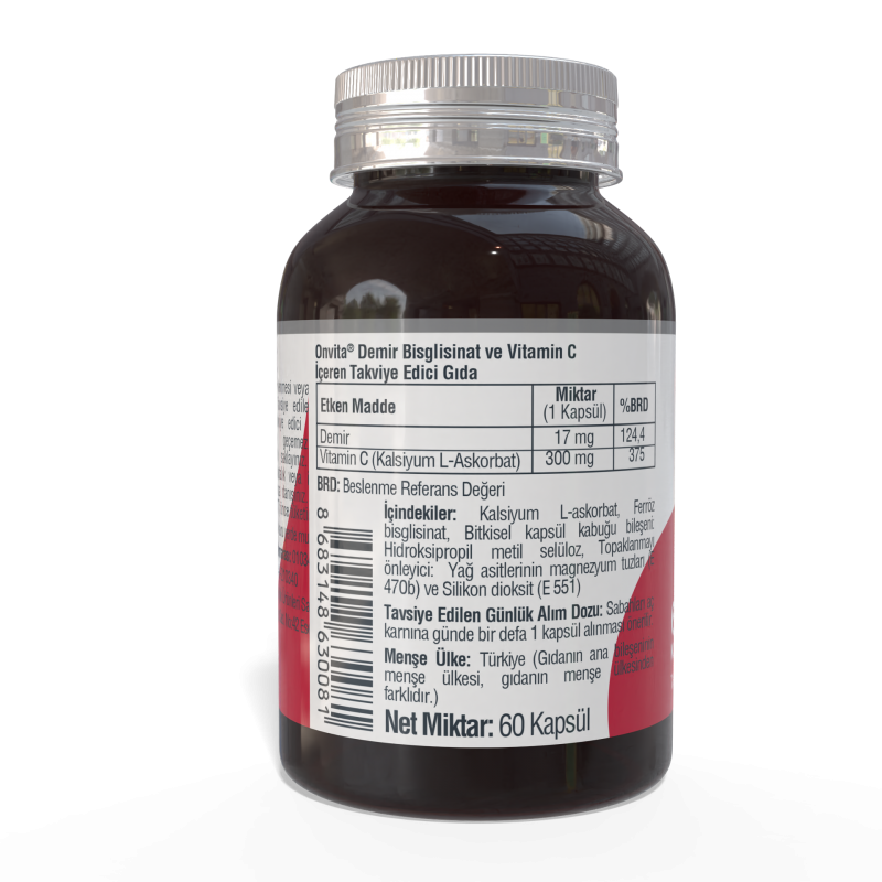 Demir Bisglisinat & Vitamin C, 60 Kapsül