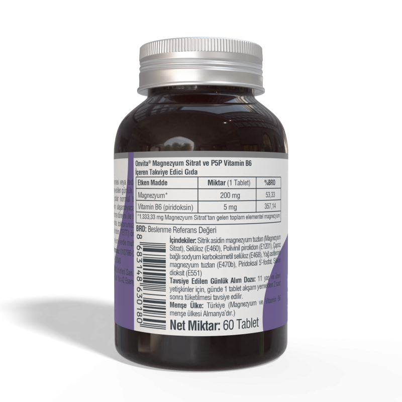 Magnezyum Sitrat ve P5p Vitamin B6 200 Mg