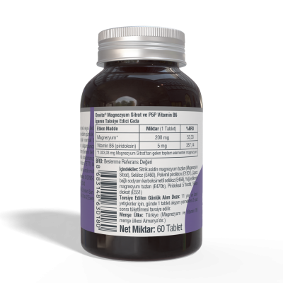 Magnezyum Sitrat ve P5p Vitamin B6 200 Mg